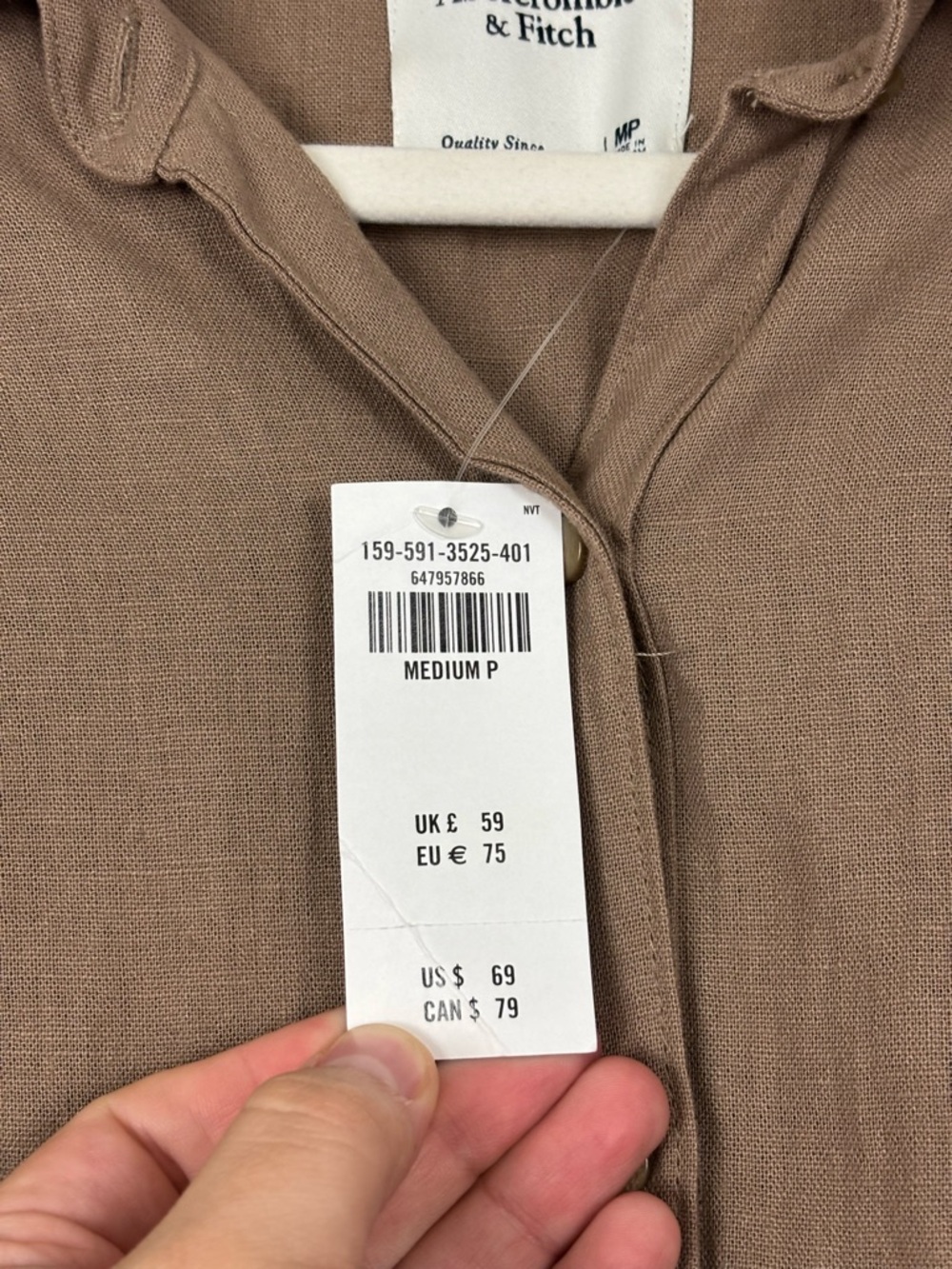 Abercrombie & Fitch Linen Blend Mini Dress Button Down NWT Size Medium Petite - Picture 7 of 10
